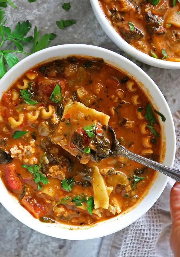 Easy Spicy chicken lasagna soup.