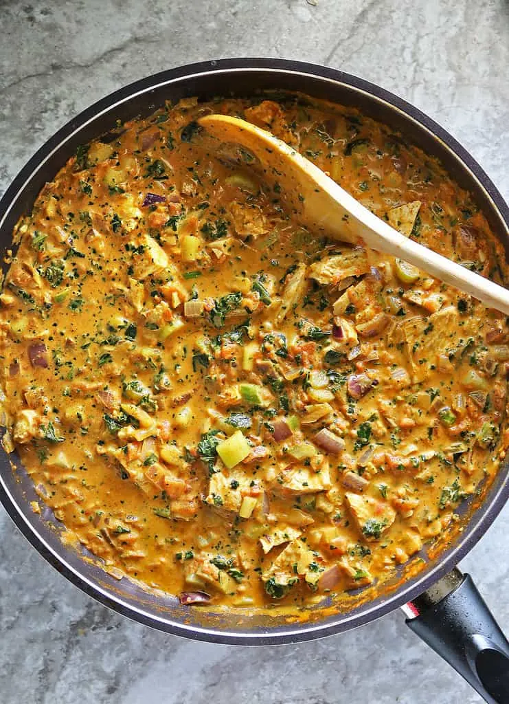 Easy and delicious Turkey curry with leftover turkey.