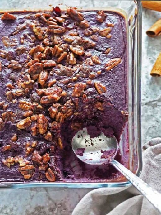 Easy Dairyfree purple sweet potato souffle with cranberries