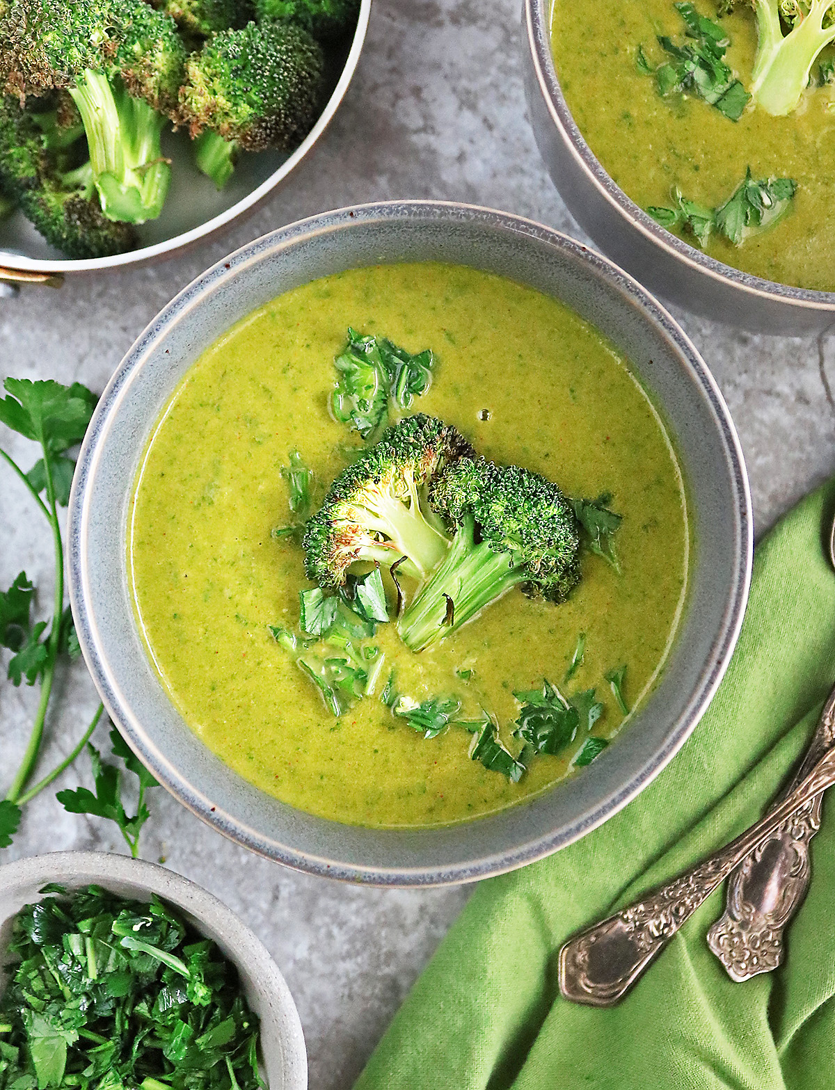 Plant based broccoli spinach soup.