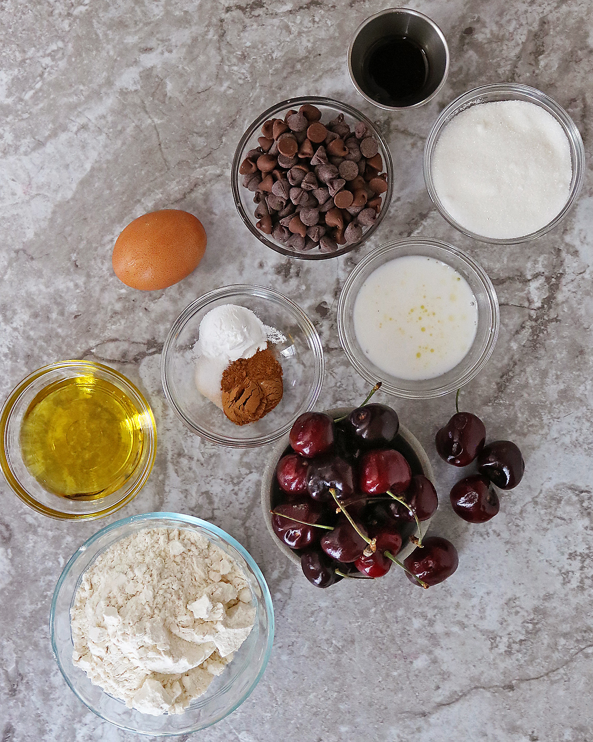 Ingredients to make choc cherry MTs