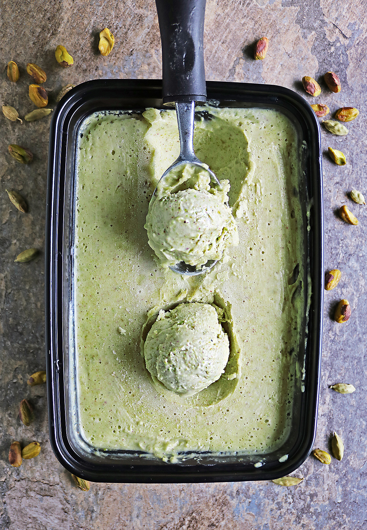 This dairy-free pistachio ice cream is so creamy and full of real pitachio flavor