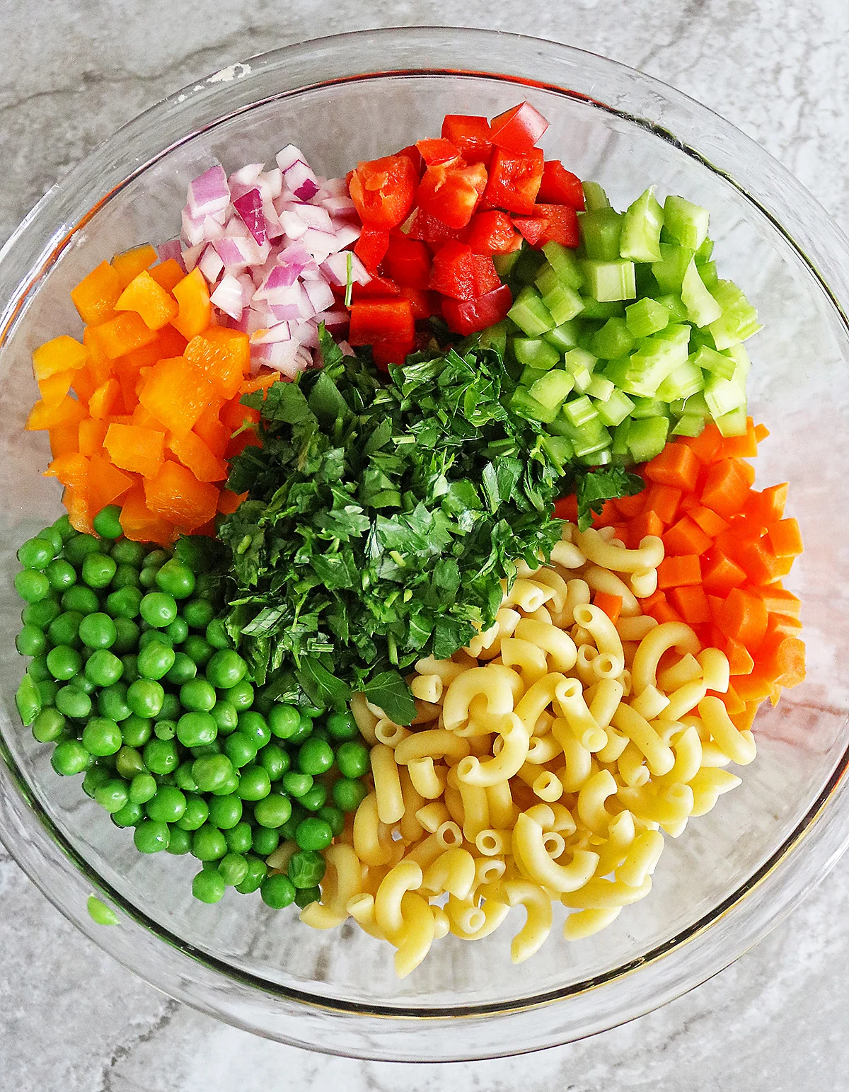 Veggie packed macaroni salad