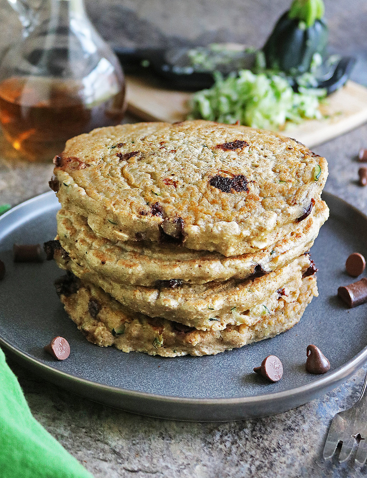 Gluten-free Zucchini Chocolate Chip Pancakes