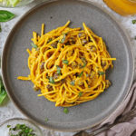 Easy Pumpkin Cream Sauce with Spaghetti and Beans.