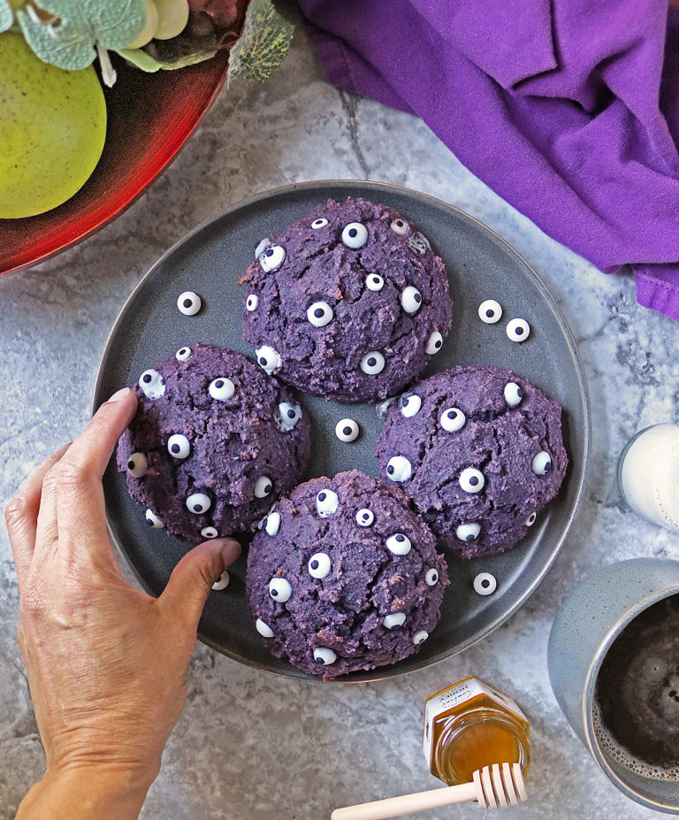 Fun purple sweet potato muffin tops.