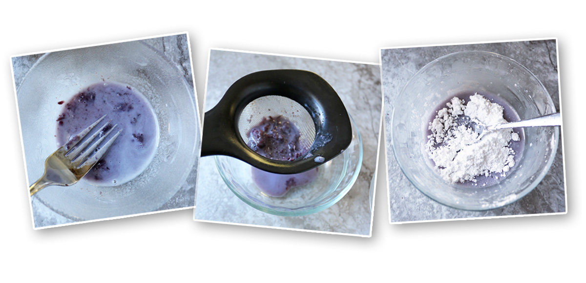 Making naturally colored purple icing.