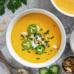 Harissa Pumpkin Soup with Leftover Pumpkin Guts