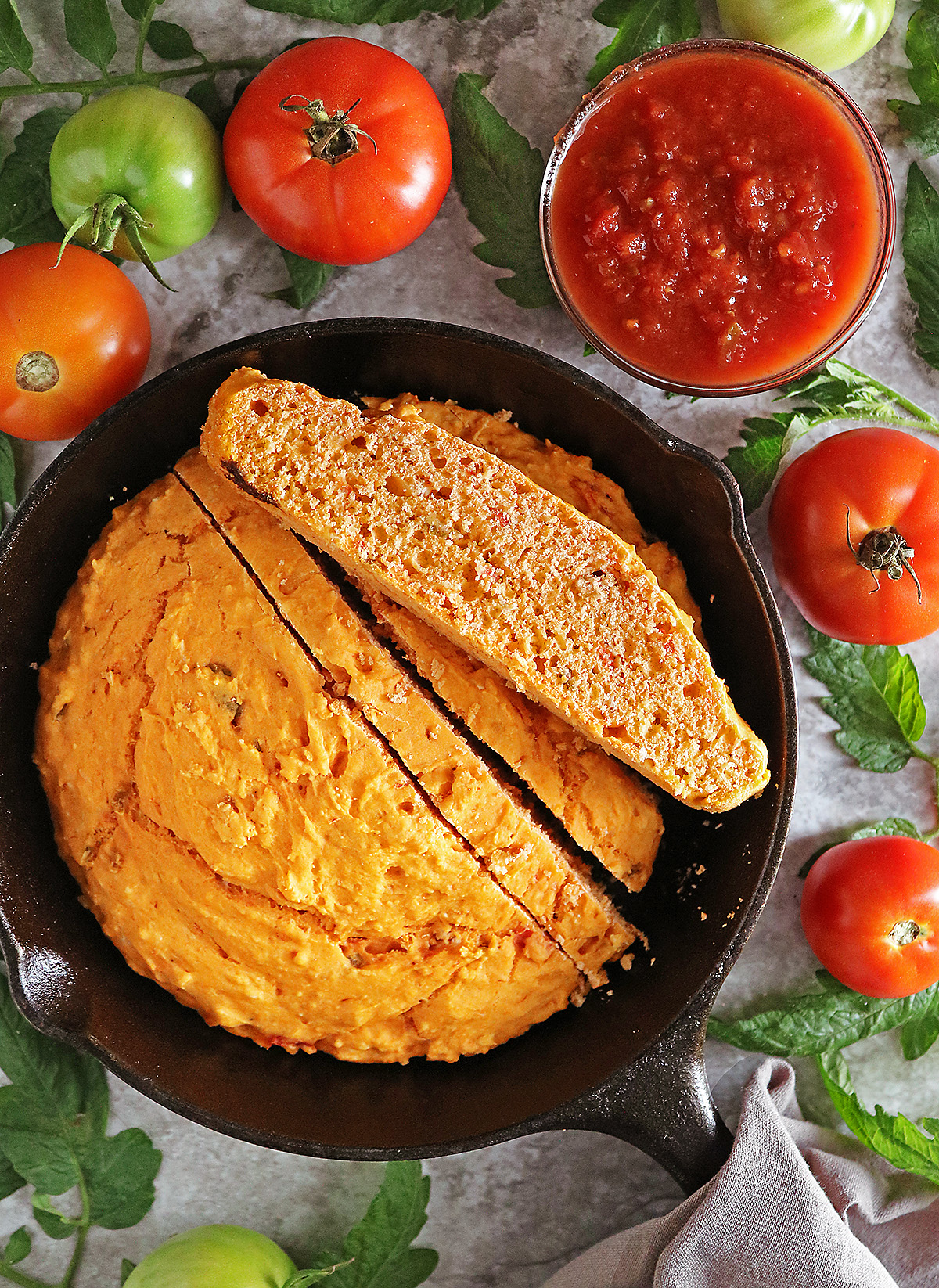 Soft and delicious skillet salsa bread.