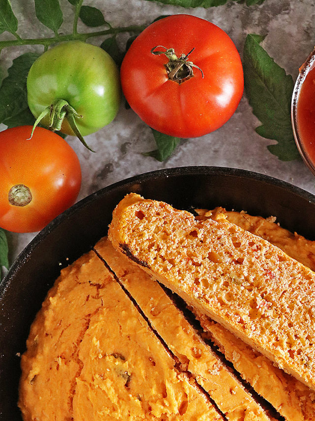 Soft and delicious skillet salsa bread.