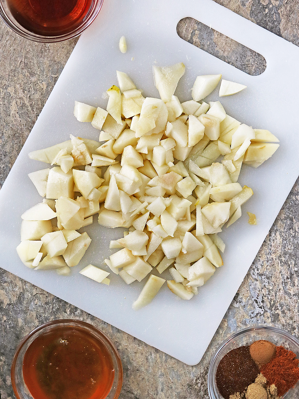 Chopped up pears