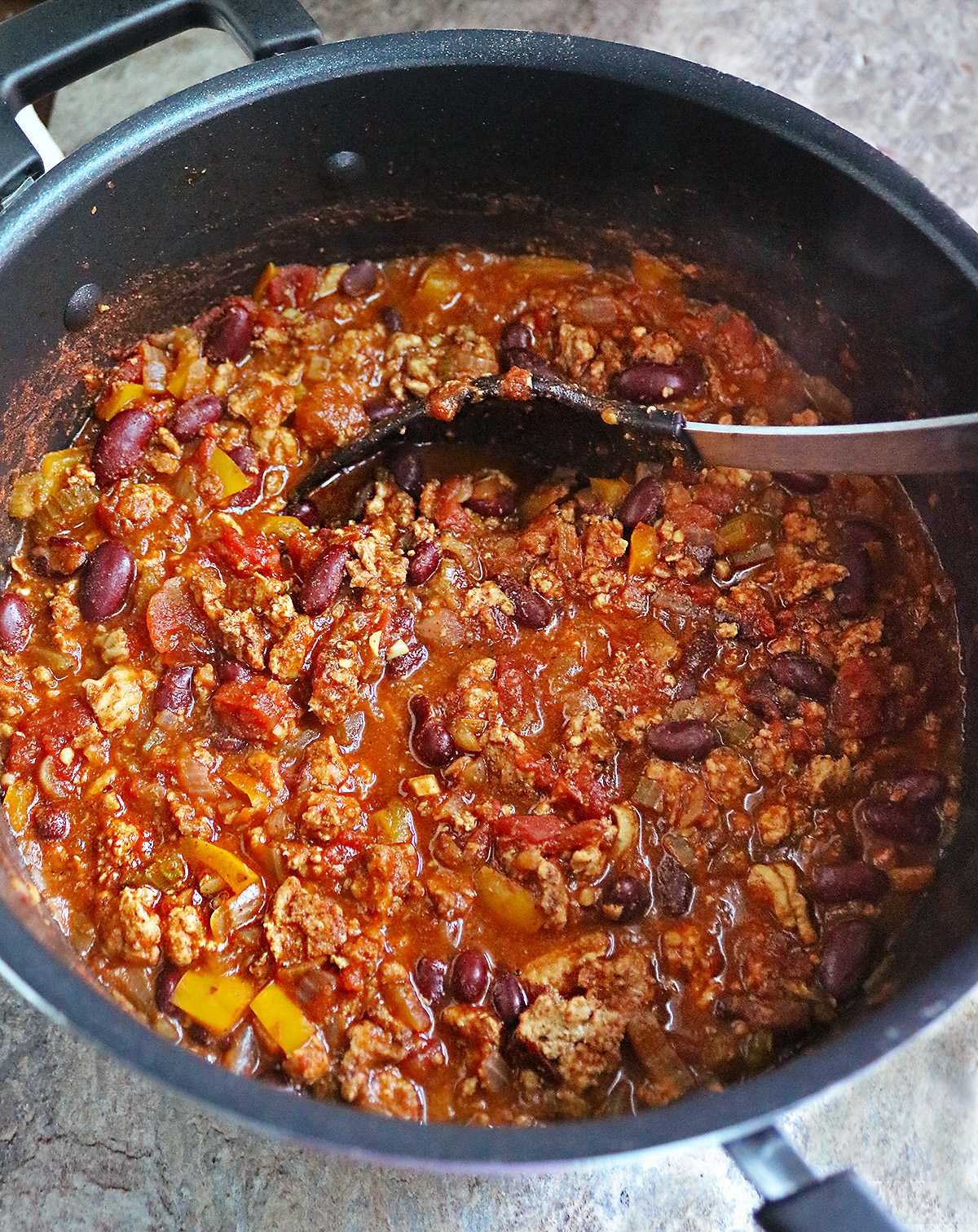 one pan stove top turkey chili just made