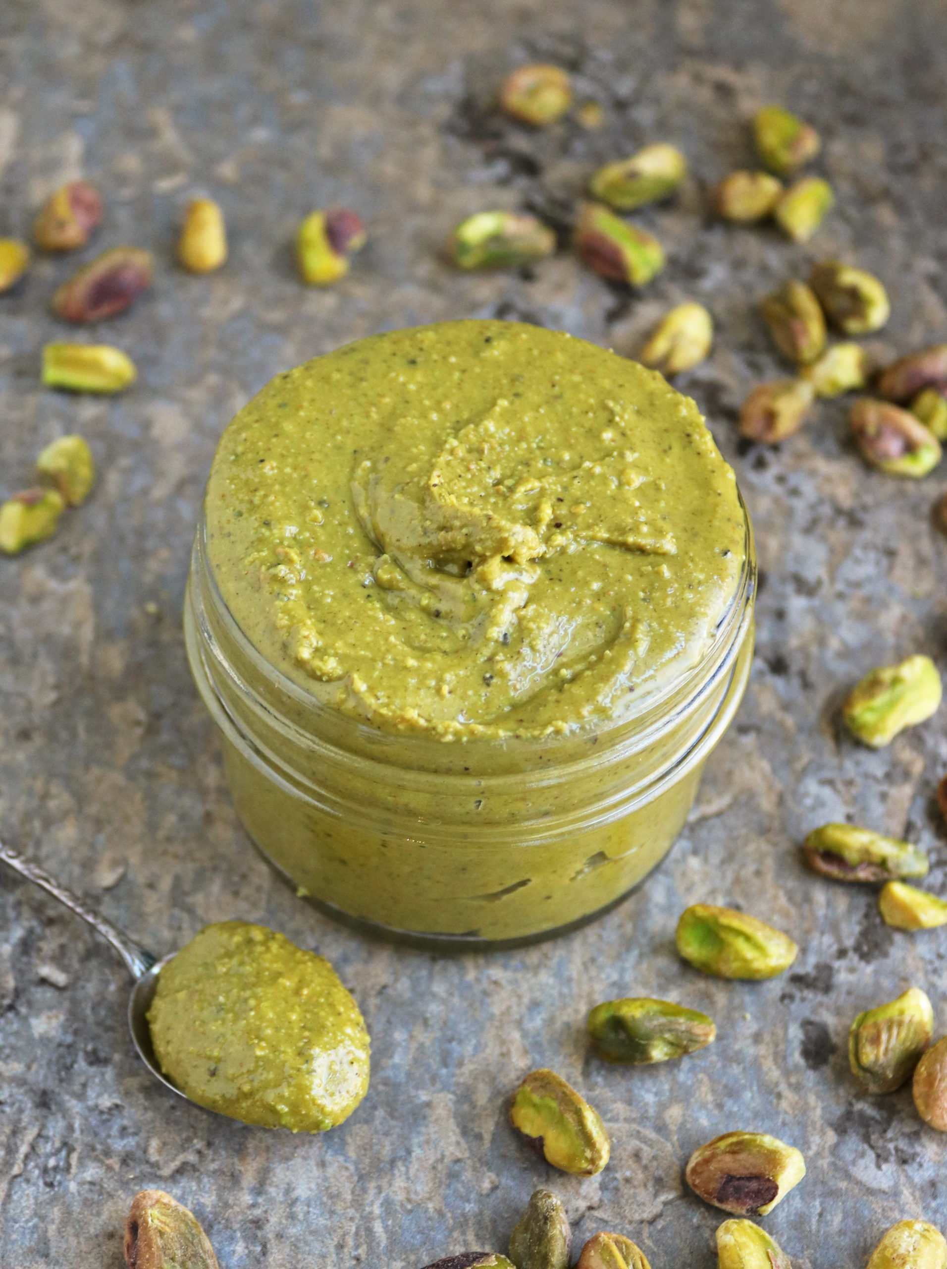 Easy Homemade 2-ingredient Pistachio butter in food processor