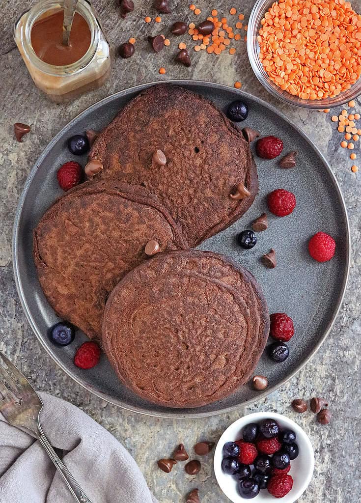 Easy chocolate lentil pancakes