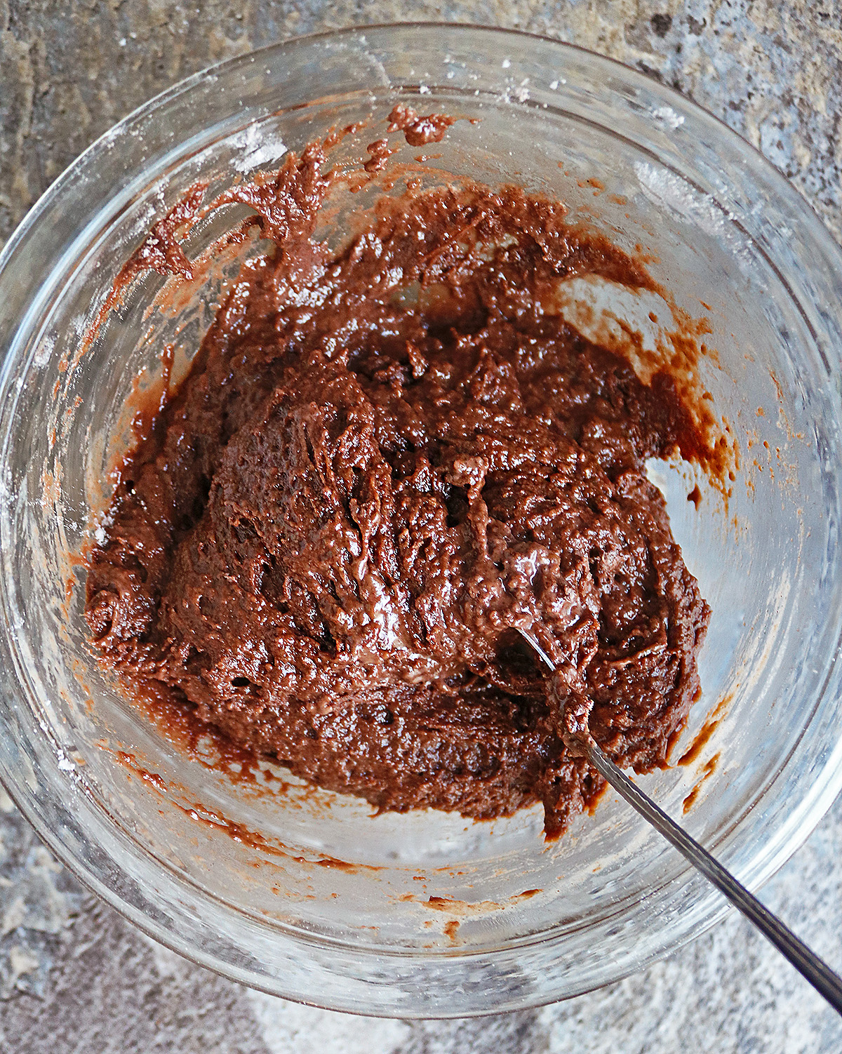 Mixing in the wet ingredients - the dough wi be thick