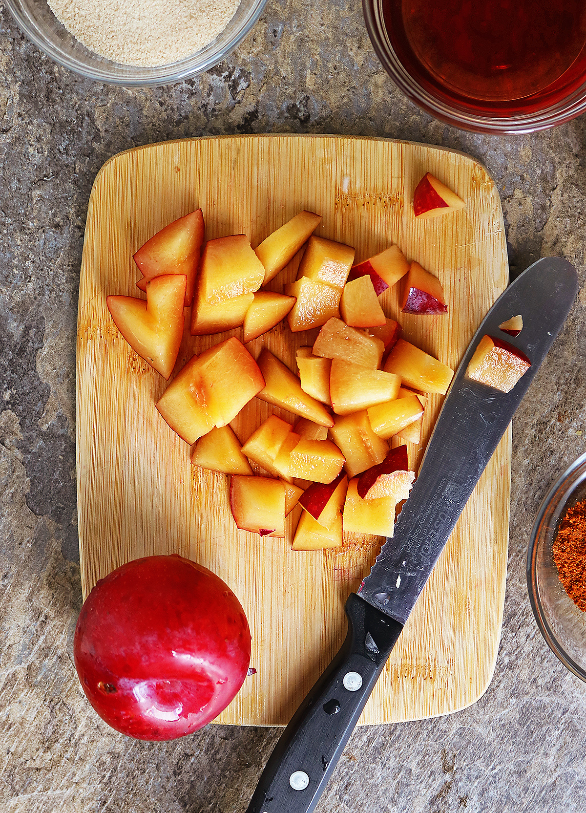 Chopping plums