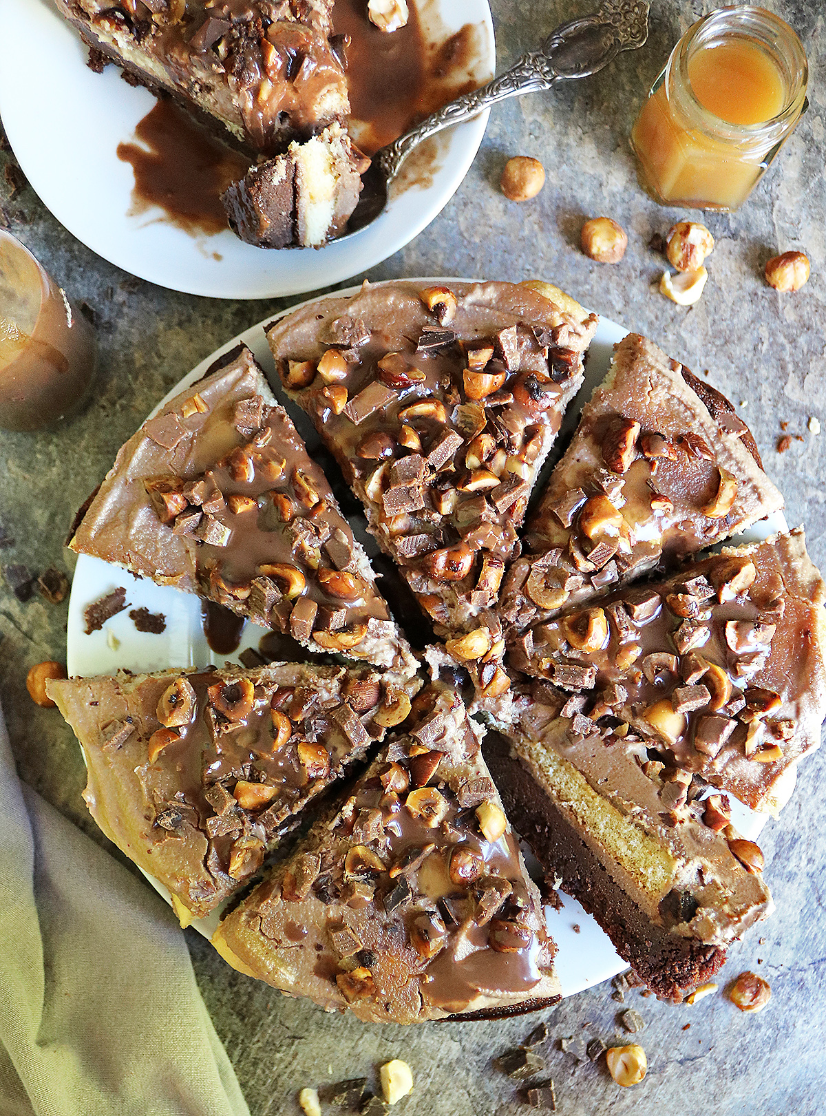 Dairy free Chocolate Dulce de leche hazelnut cake