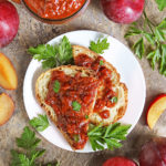 Delicious plum chutney with crusty bread