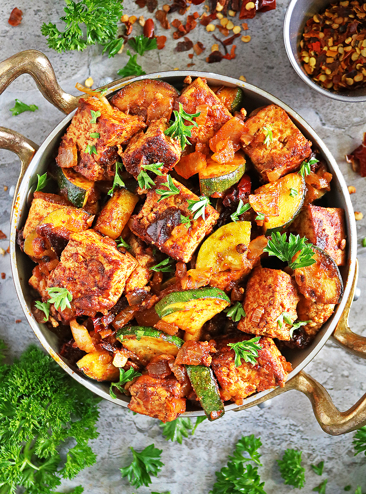 9 ingredient Chipotle Tofu Zucchini Saute