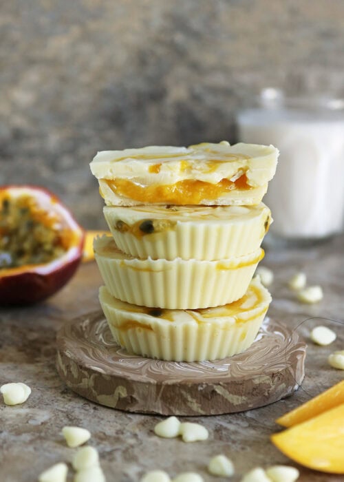 3-Ingredient Mango Passionfruit White Chocolate Cups