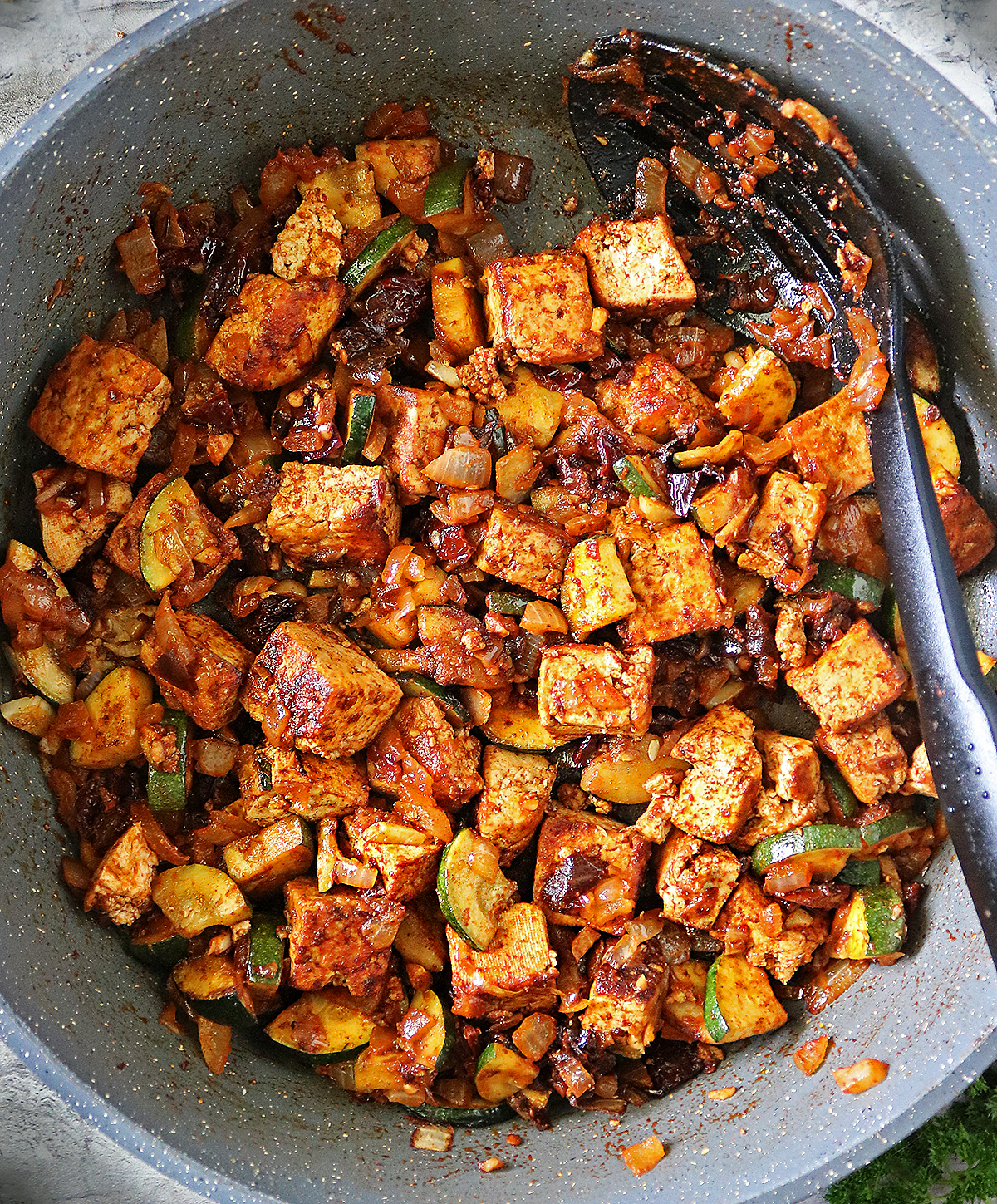 Sautéing this delicious Vegan Chipotle Tofu Zucchini Recipe