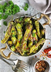 Easy 3 ingredient blistered shishito peppers
