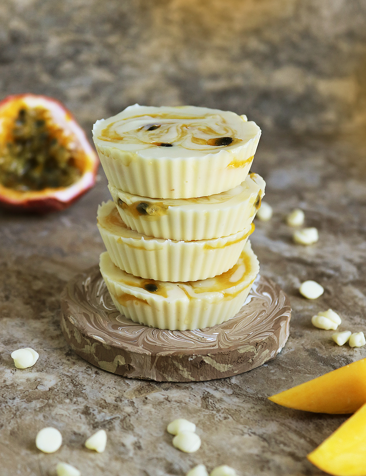 Easy Mango Passionfruit White Chocolate Cups