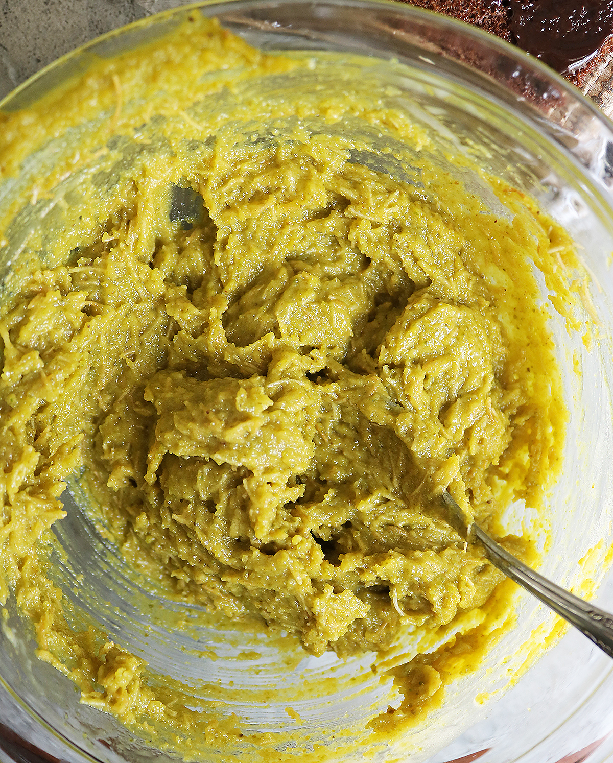 Pistachio cream and katafi mixed together