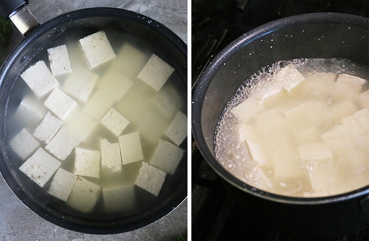 Salting and boiling salted tofu
