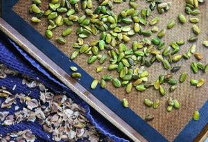 Skinned pistachios ready to bake