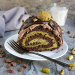 The end slice of Dubai Chocolate Roll Cake