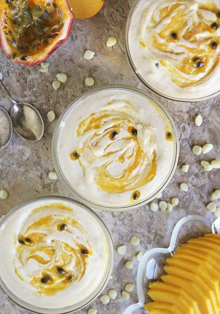 Easy 4-ingredient Passionfruit Mango Mousse