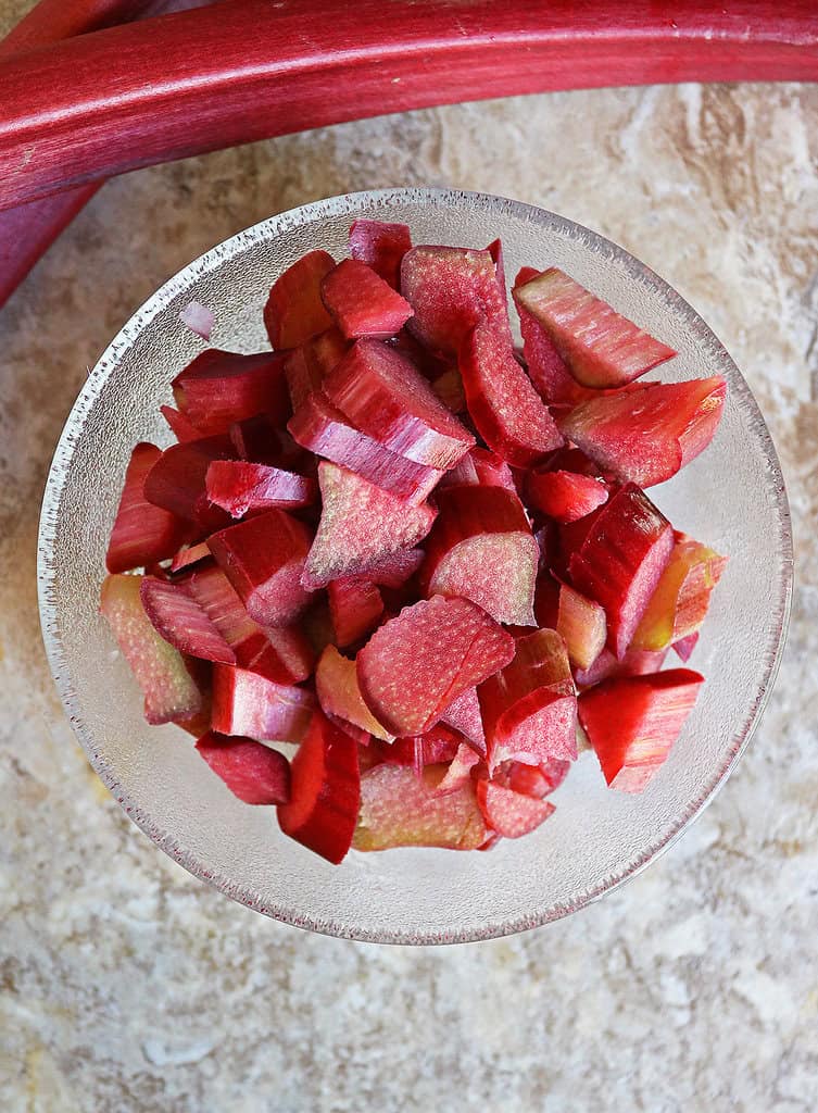 Preparing rhubarb to make this delicious condiment