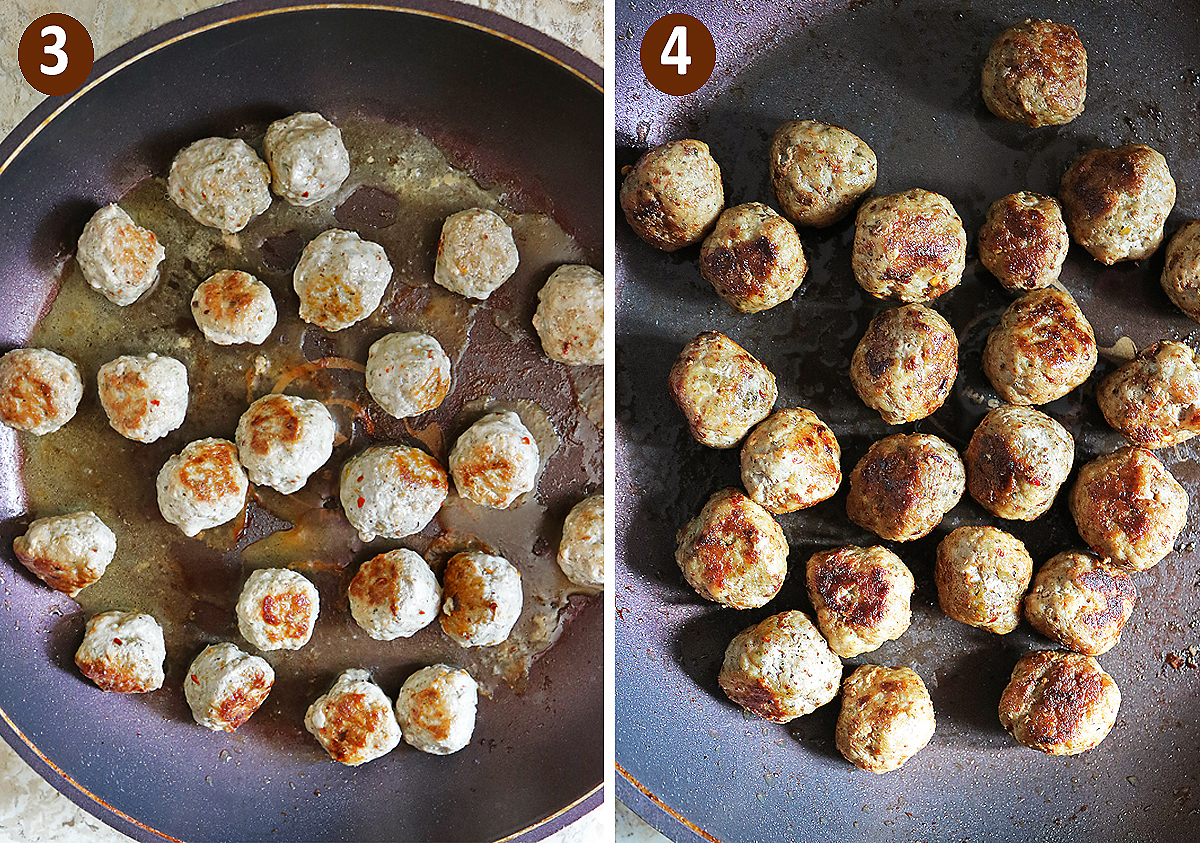 Step 3 and step 4 in making these easy turkeyballs