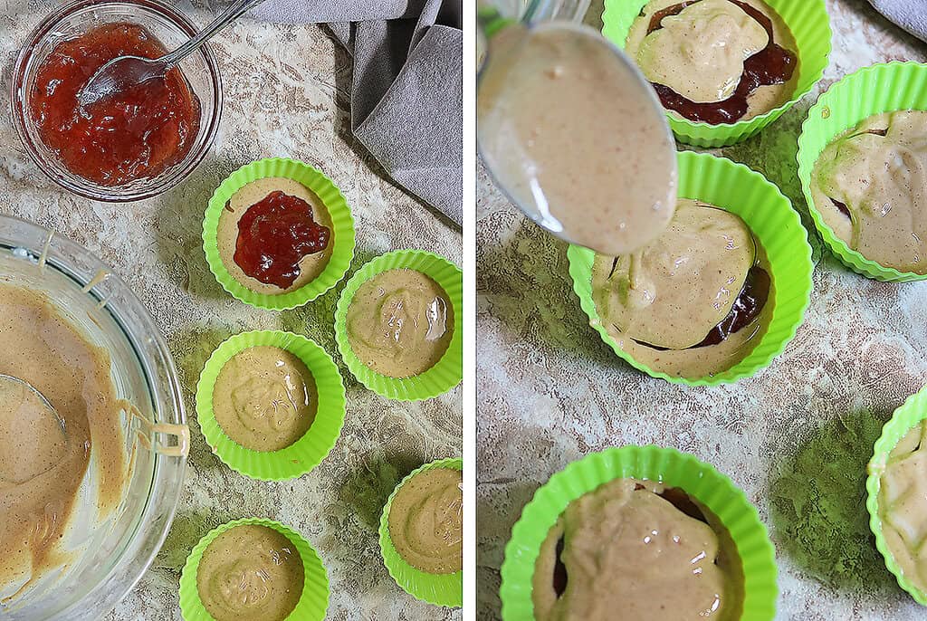 Steps to make these easy no-bake PB&J cups