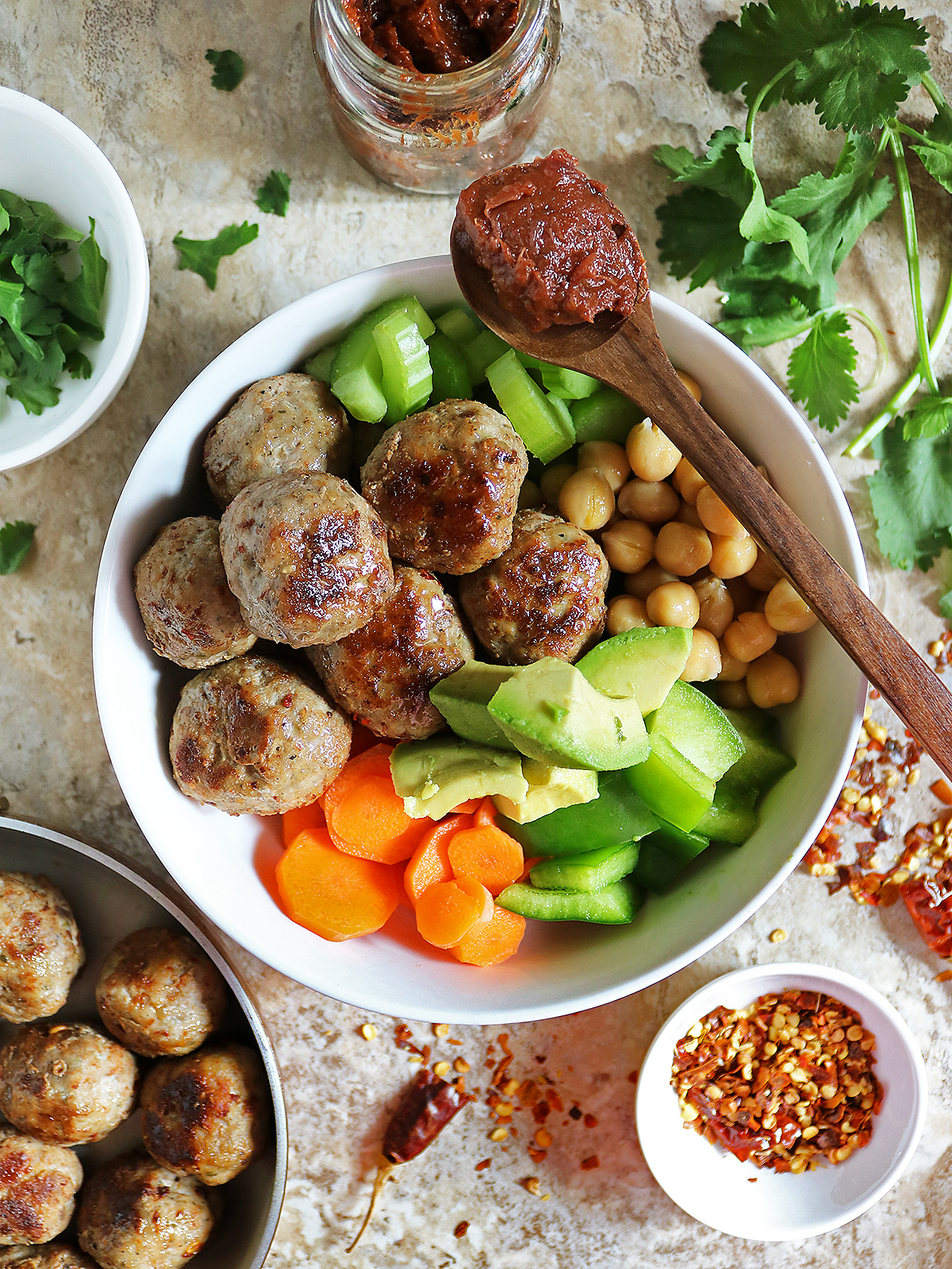 Juicy and delicious za'atar turkey meatballs without breadcrumbs or eggs.