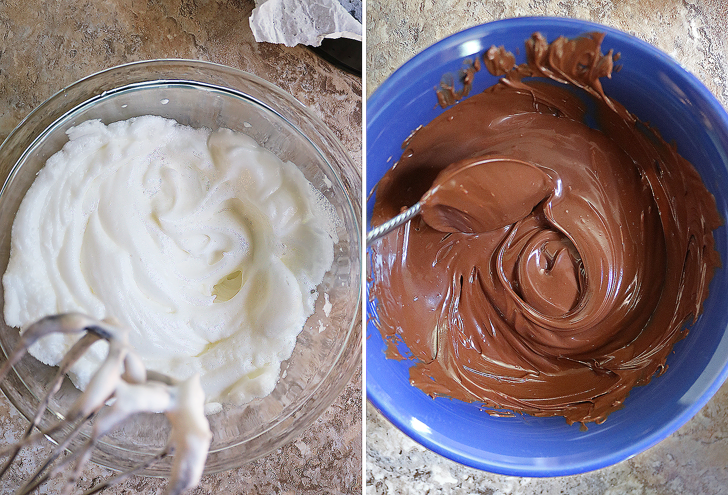 steps 1 and 2 to making this easy chocolate cake