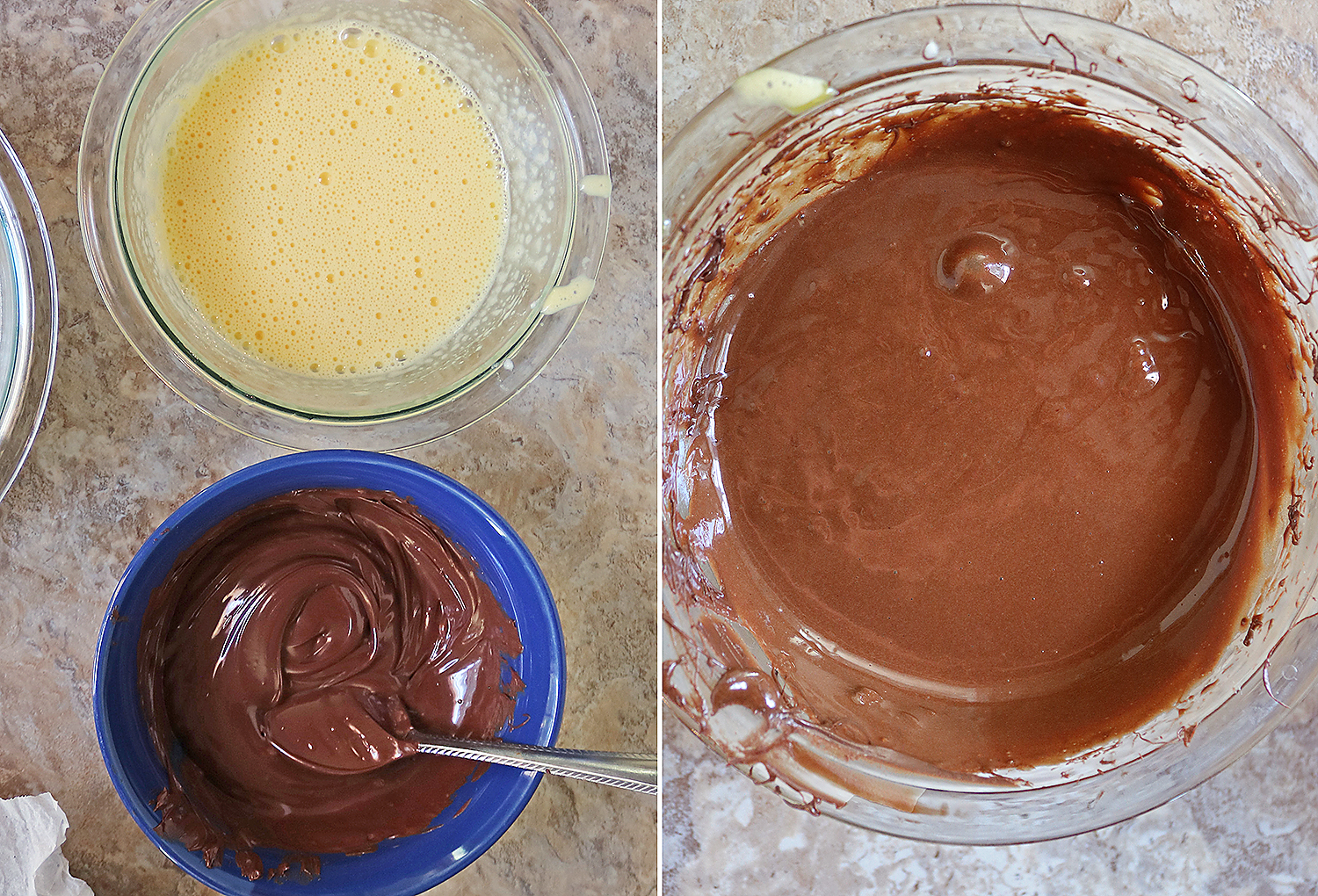 steps 3 and 4 to making this easy chocolate cake
