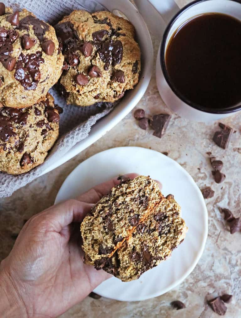 Delicious Brown Butter Rye Chocolate Chip Muffin Tops.