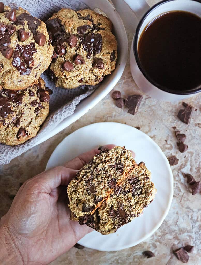 Delicious Brown Butter Rye Chocolate Chip Muffin Tops.