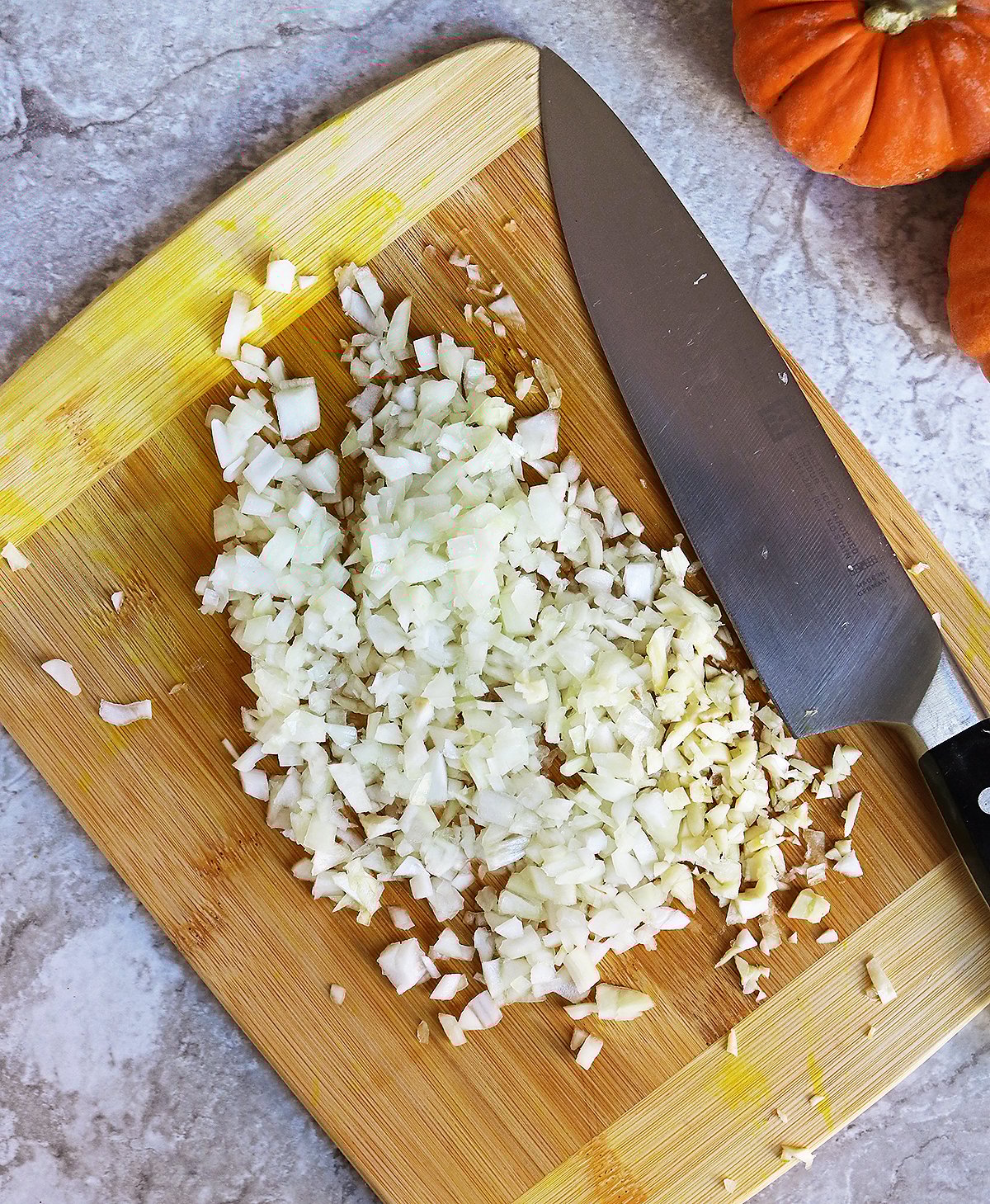 Chopping onions as fine as possible