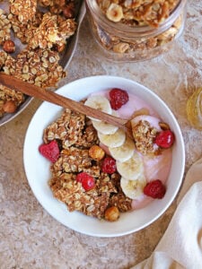 Homemade Peanut Butter Protein Granola with Hazelnuts