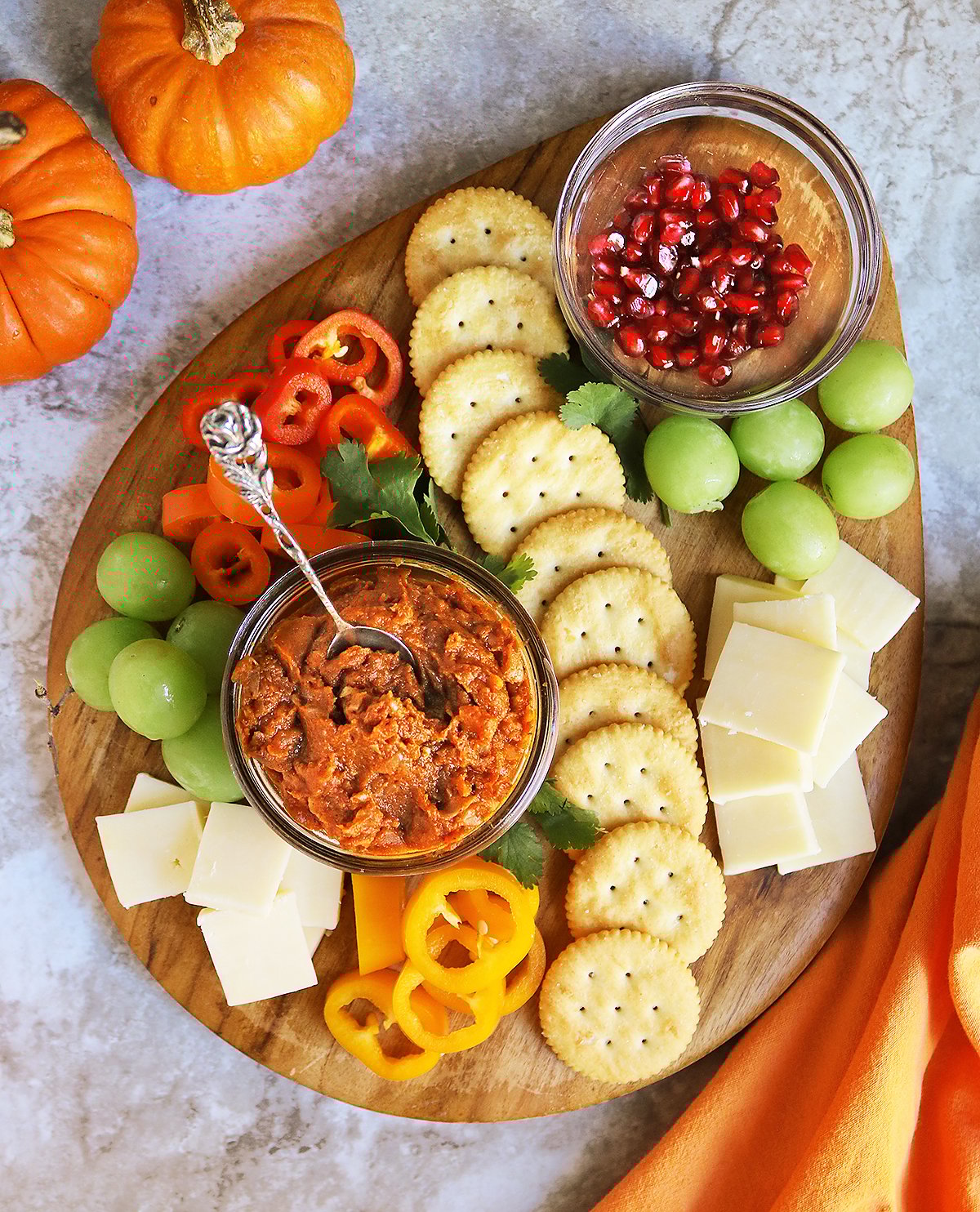 Pumpkin chutney on a charcuterie board