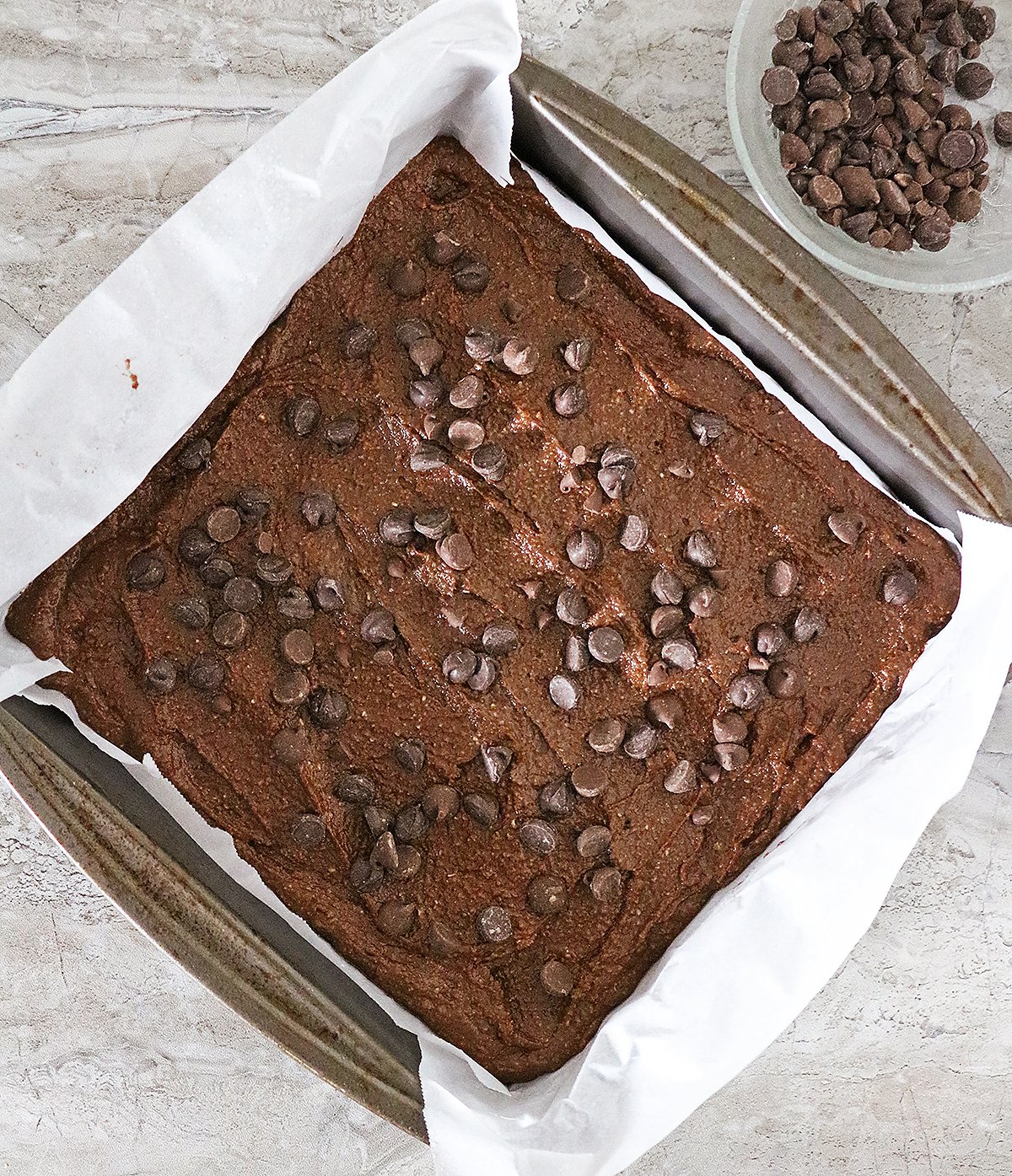 Chocolate Date Oatmeal layer ready to bake