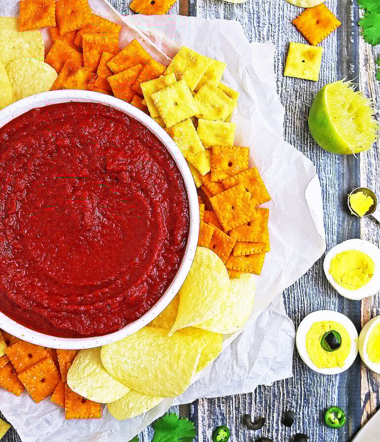 Delicious Roasted Red pepper Beet Dip