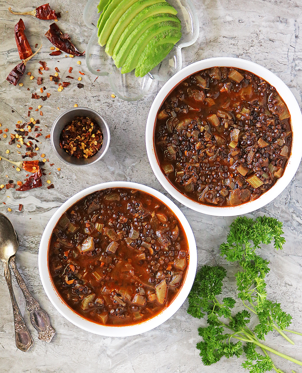 Delicious black lentil soup