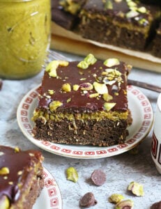 Easy Dubai chocolate blended baked oats