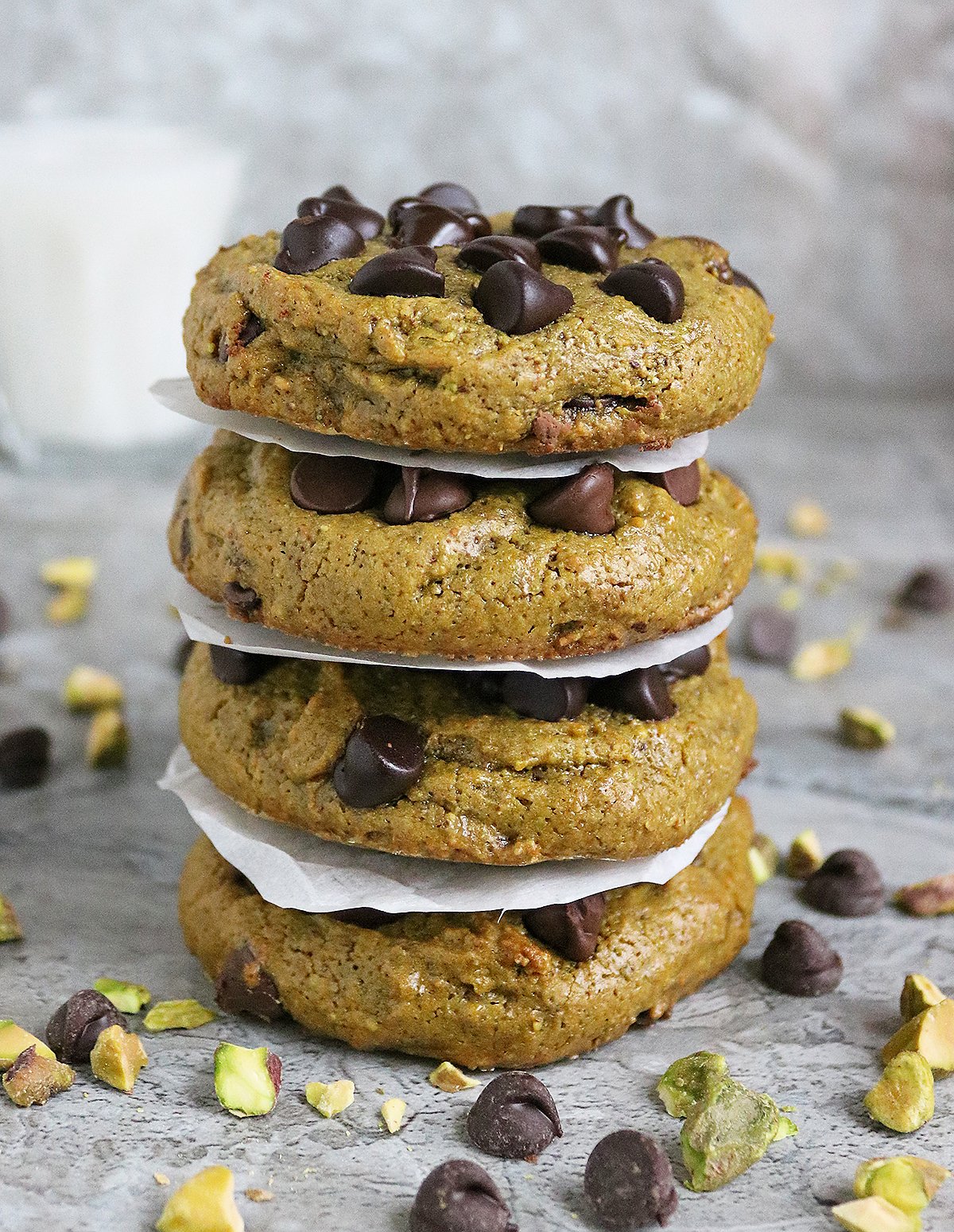 Flourless Refined sugar free pistachio butter chocolate cookies