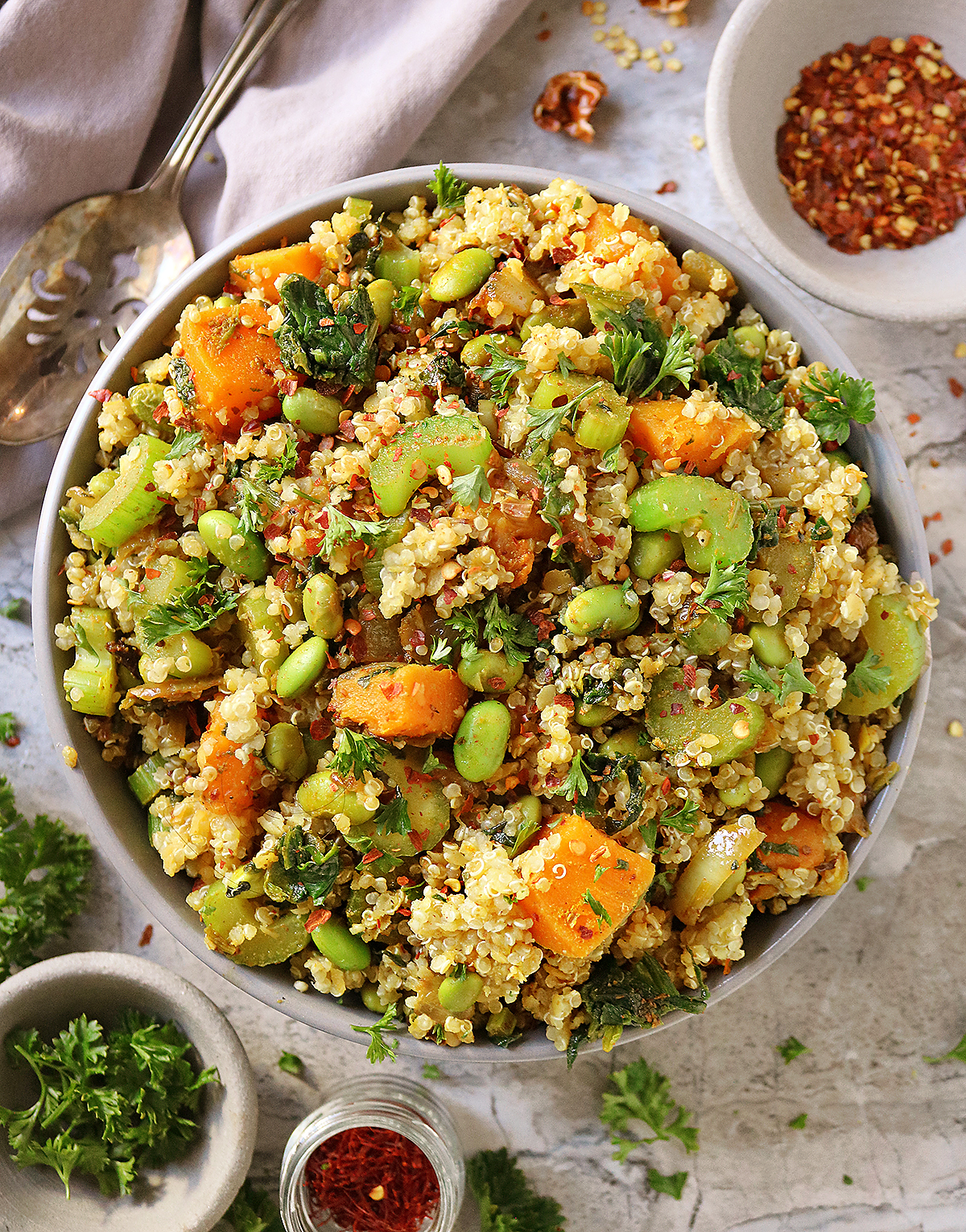My favorite Saffron Quinoa and Lentils with Vegetables