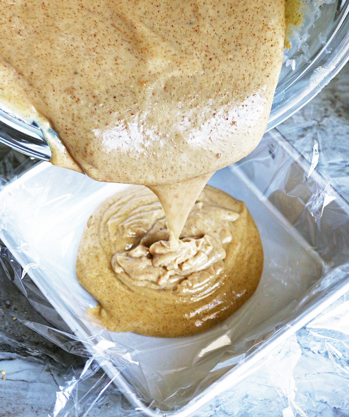 Mixing together the coconut milk and peanut butter